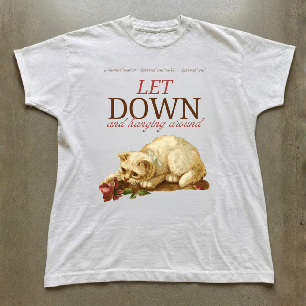 Let Down And Hanging Around Radiohead Cute Cat Rose T-Shirt
